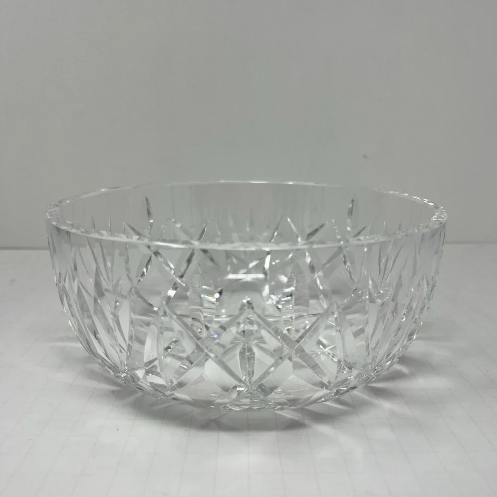 Crystal Impression Glass Fruit Bowl Clear Decorative Serving Dish Elegant Center